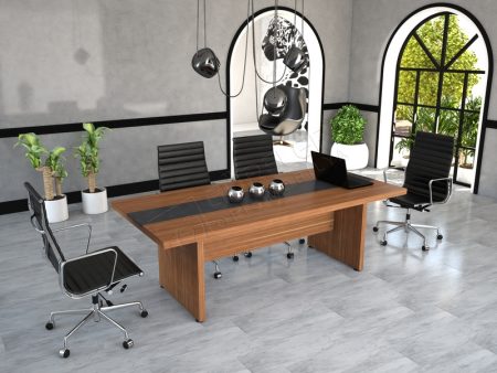 Mermer desenli modern toplantı masası.