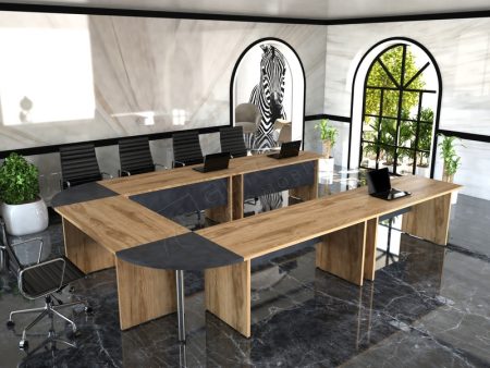 Küçük alanlara uygun köşe toplantı masası.