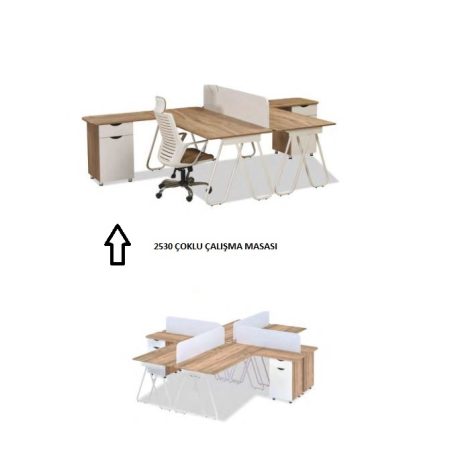 Teknoloji dostu çoklu çalışma masası.