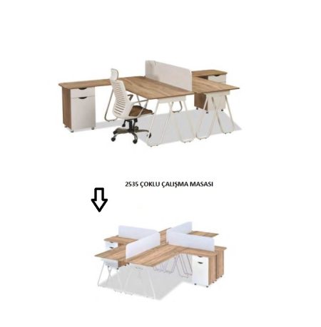 Ekip çalışmasına uygun çoklu çalışma masası.